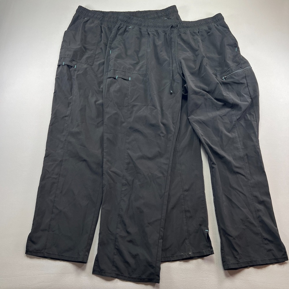 Lot Of 2 Scrubstar Cargo Pants Womens 2XL Black Stretch Doctor Medical Uniform